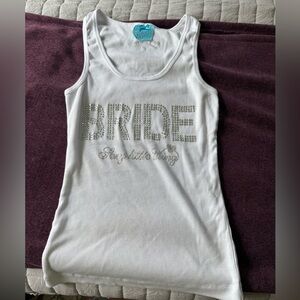 Victoria's Secret Bride White Rhinestone Tank Top with Blue Bow medium